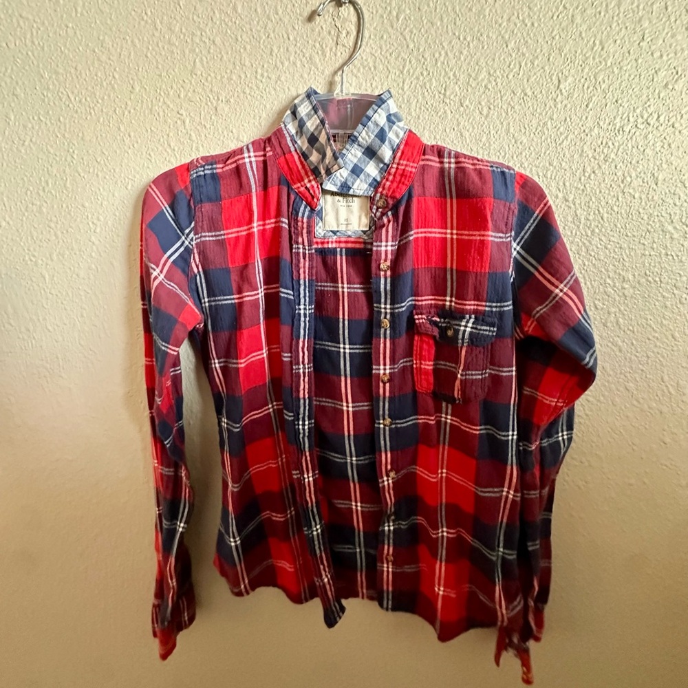 Abercrombie & Fitch Red and Blue Plaid Shirt